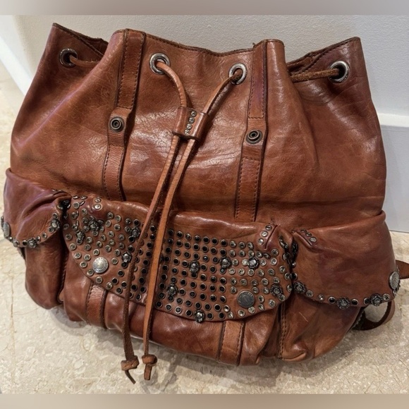 Campomaggi Teodorano Cognac Leather Big Backpack with Studs "Diamante" $925 USD - Picture 4 of 16